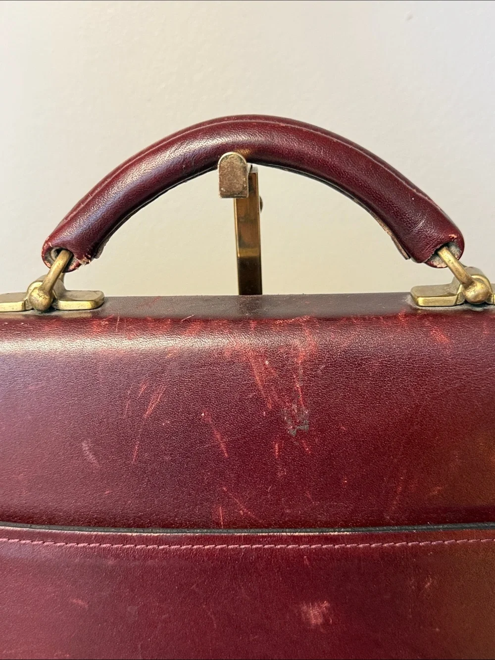 Vintage Oxblood Leather Attache Briefcase Burgundy Lawyer Portfolio 17